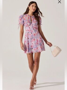 Floral Puff Sleeve Mini Dress - ASTR THE LABEL